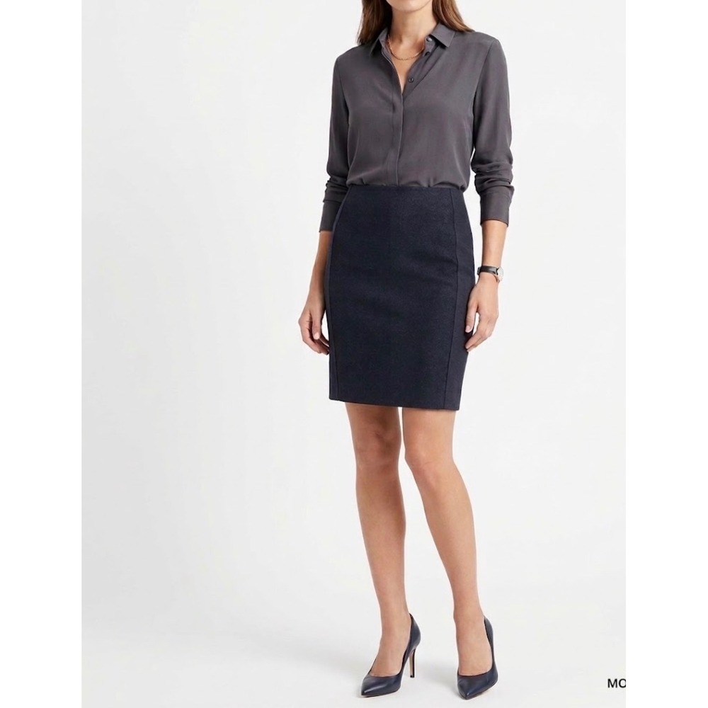 Max Mara Virgin Wool Angora Blend Pencil Skirt IT44 US8 Office Modern Minimalist